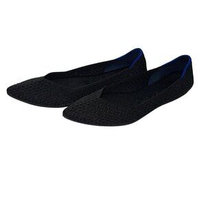 Rothys Womens Pointed Ballet Flats Size 9 Black Honeycomb Waffle Knit Casual
